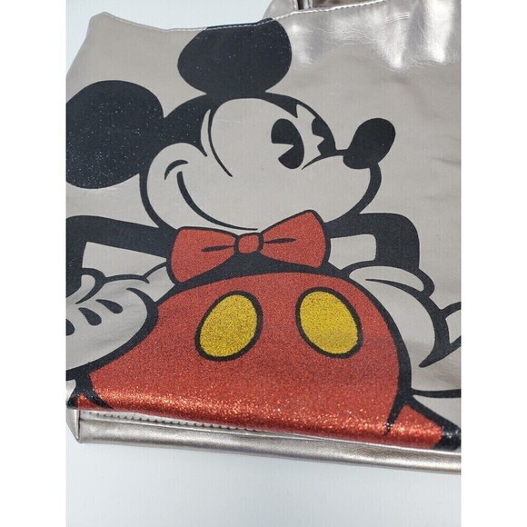 DISNEY PARKS EXCLUSIVE MERCHANDISE LARGE SILVER METALLIC TOTE BAG MICKEY MOUSE - Picture 12 of 12